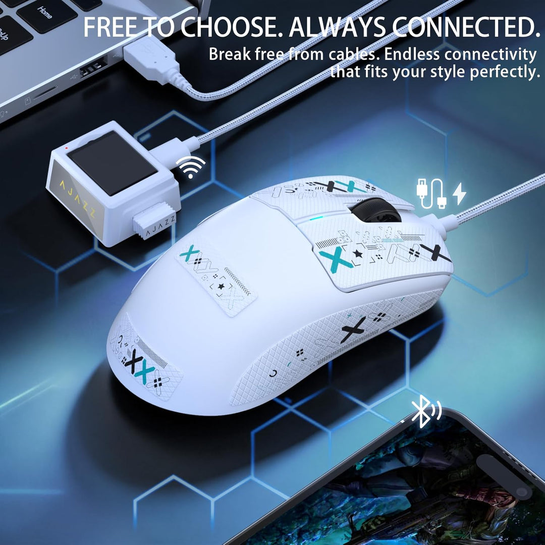 FREEWOLF X AJAZZ AJ159 V2 Kabellose Gaming-Maus, Hot-Swap-Akku, 3-Mode (2,4G/BT/Kabelgebunden), PAW3
