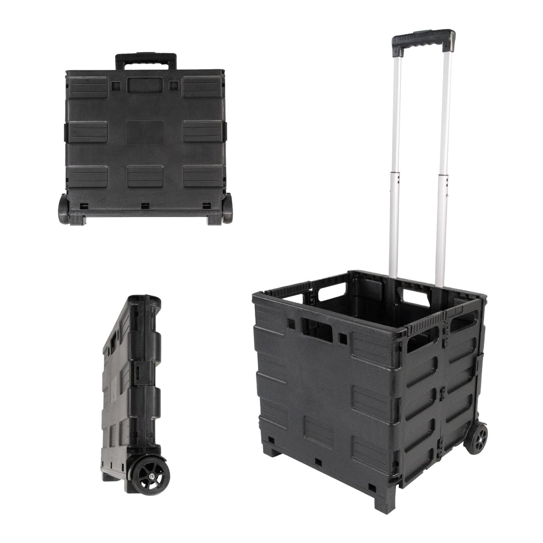 Lemodo Einkaufstrolley klappbar, Einkaufsroller belastbar bis 35 kg, Transporttrolley schwarz mit Ku