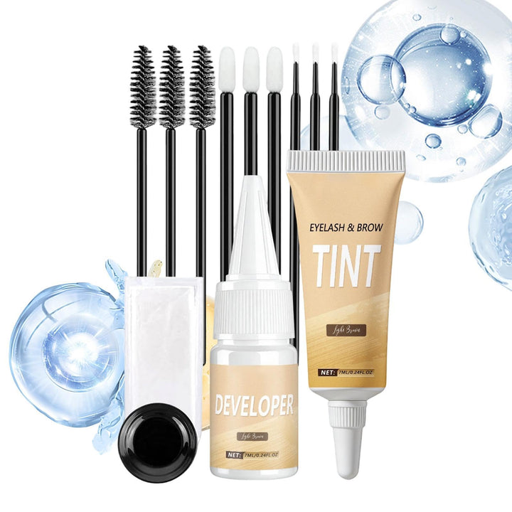 Wimperntönungs-Set Sofort langanhaltendes Volumen | Schwarzes Wimpern- und Augenbrauen-Färbeset Für