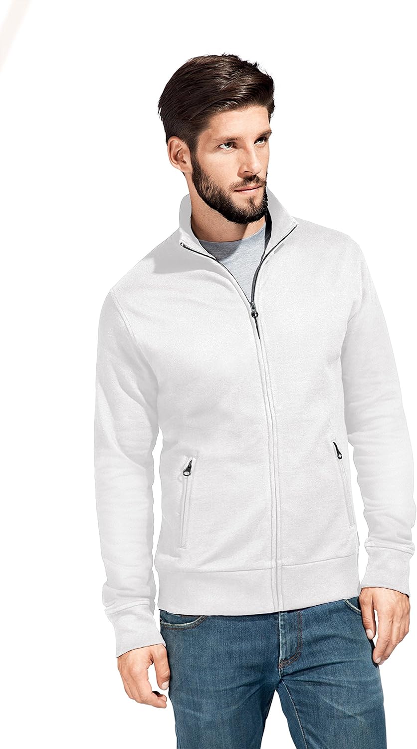 Stehkragen Zip Jacke Herren, Weiss, L Weiss L, Weiss L