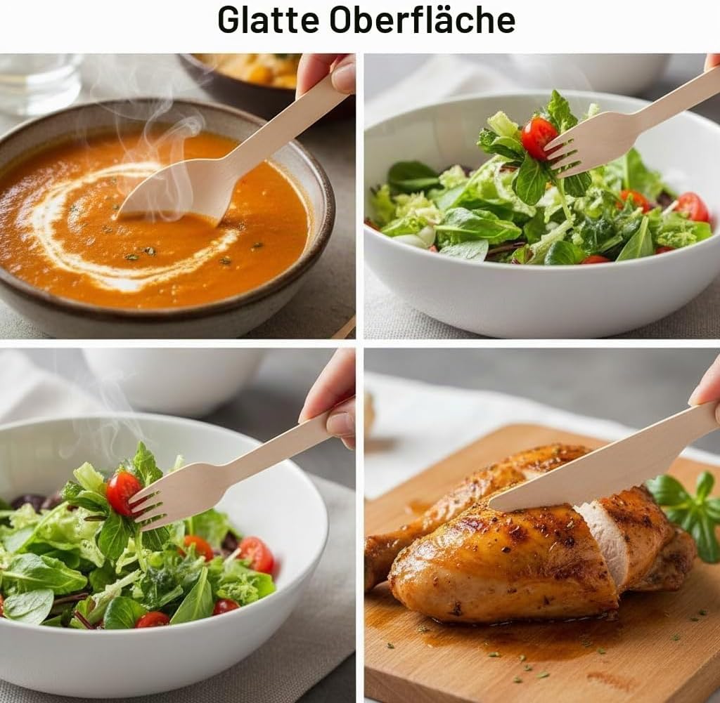 500 Holz Gabeln (Wooden Forks) Einwegbesteck Satz - Alternative zu Plastik Gabeln, Umweltfreundlich,