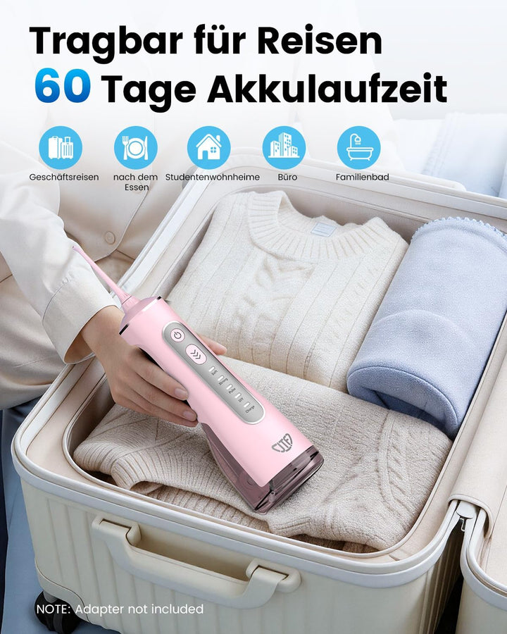 JTF Munddusche Kabellos Elektrische 300ML Wassertank, 10 Stufen Stufenlose Modi Testsieger 2026, IPX