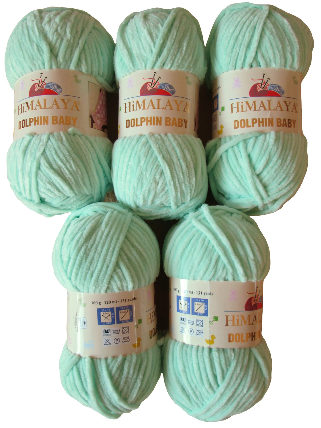 Himalaya Dolphin Strickgarn, 5 x 100 g, Babygarn, 500 g Garn Super Bulky, 600 m Mint 80307, Mint 803