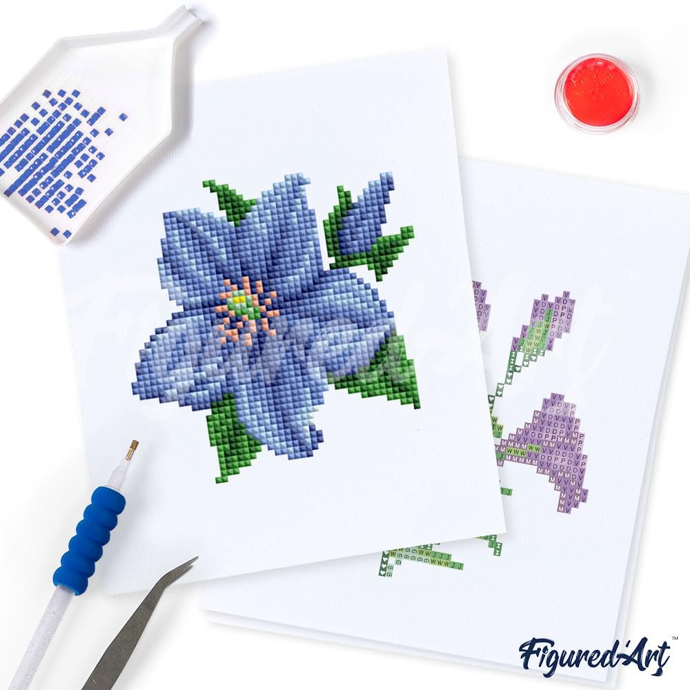 Figured'Art Mini Serie Diamond Painting Erwachsene - Blumen 2 - Premium-Box mit 12 Stück 15x18 cm 5D