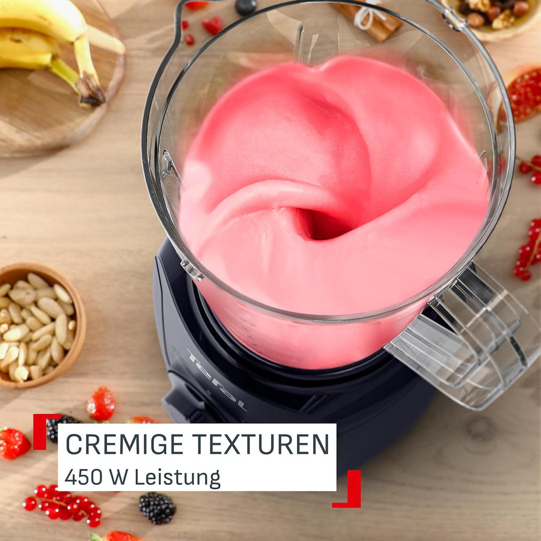 Tefal Blendforce Essential Standmixer, 450 Watt, 2 Geschwindigkeitseinstellungen + Pulsmodus, Ice-Cr
