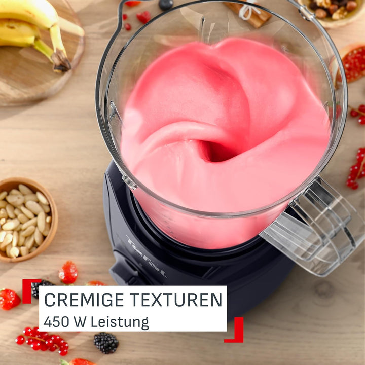 Tefal Blendforce Essential Standmixer, 450 Watt, 2 Geschwindigkeitseinstellungen + Pulsmodus, Ice-Cr