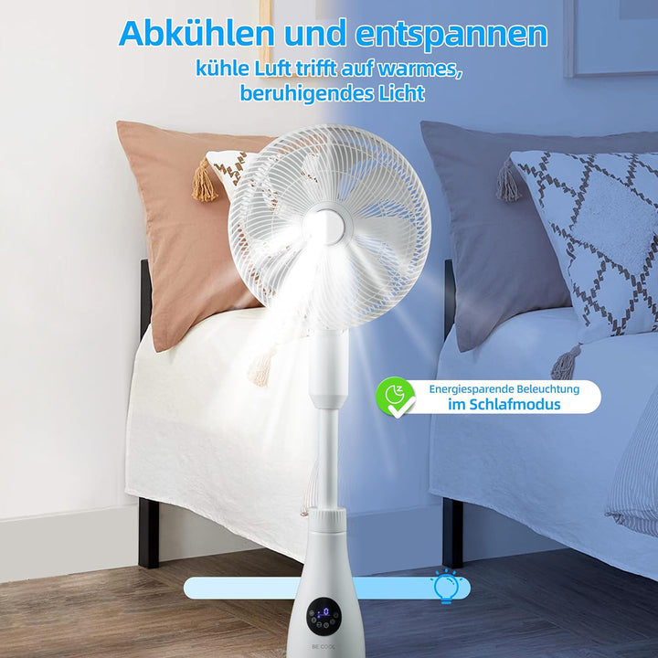 Be Cool Premium Sprühnebel Standventilator mit Fernbedienung | 80W | 2L Wassertank | 1500 m³/h | Osz