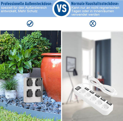 Gartensteckdose, Briidea steckdosensäule aussen Schutzklasse IP44 für den Aussenbereich, Aussensteck