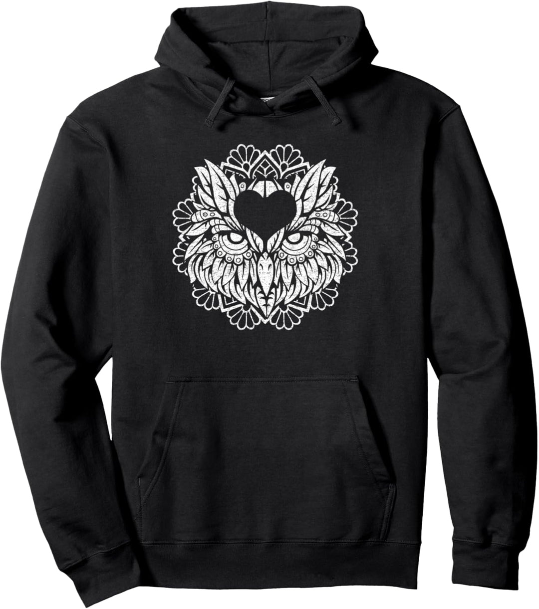 Nachteule Design | Weisse Eule | Rote Eule | Eule mit Herz Pullover Hoodie