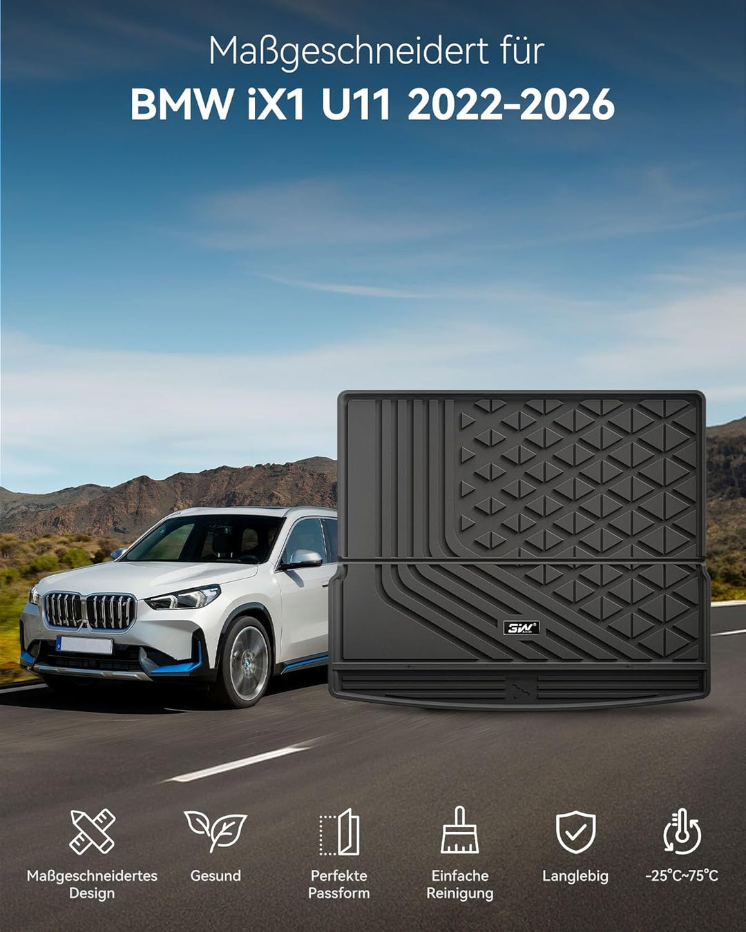 3W Kofferraumwanne für BMW iX1 U11 BEV 2022-2025 2026 und für X1 xDrive25e Benzin-Hybrid, Thorex™ Al