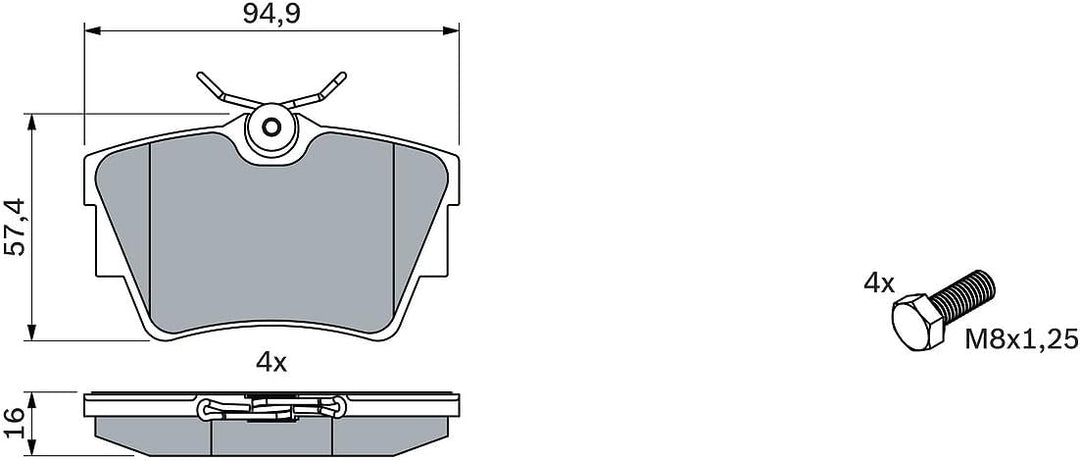 Bosch BP378 Bremsbeläge - Hinterachse - ECE-R90 Zertifizierung - vier Bremsbeläge pro Set