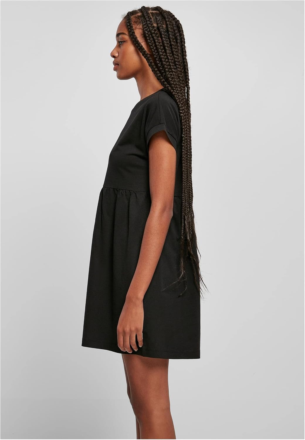 Urban Classics Damen Kleid Ladies Organic Empire Valance Tee Dress, Volantkleid für Frauen, Loose Fi