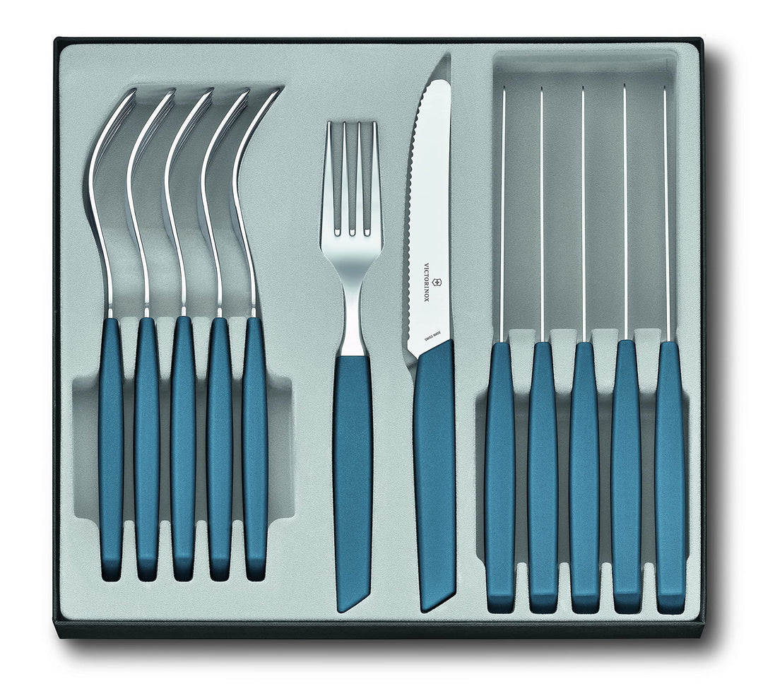Victorinox Swiss Modern Besteck-Set für 6 Personen, 12-teilig, inkl. scharfe Messer mit Wellenschlif