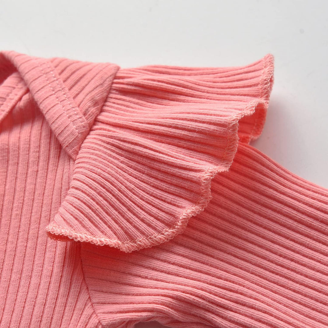 Neugeborenes Baby Mädchen Kleidung Sets Kleinkind Langarm Strampler Rüschen Tops & Blumen Bedruckte