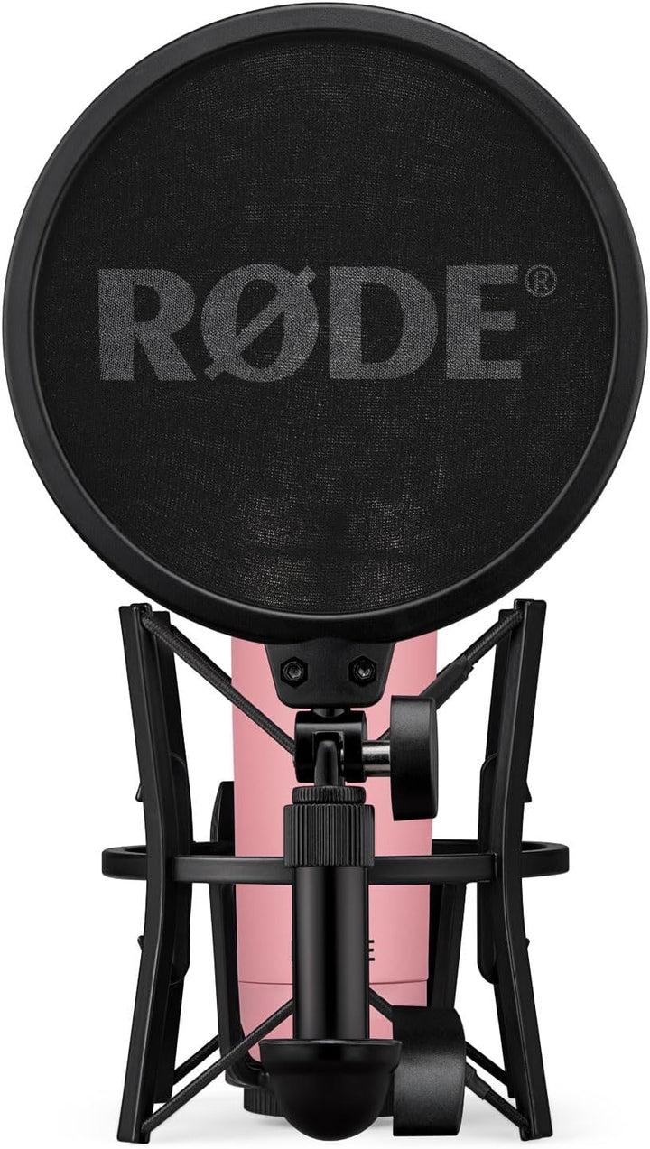 Rode NT1 Signature Pink Studio-Mikrofon + keepdrum Mikrofonständer mit Mikrofonständer Pink, mit Mik