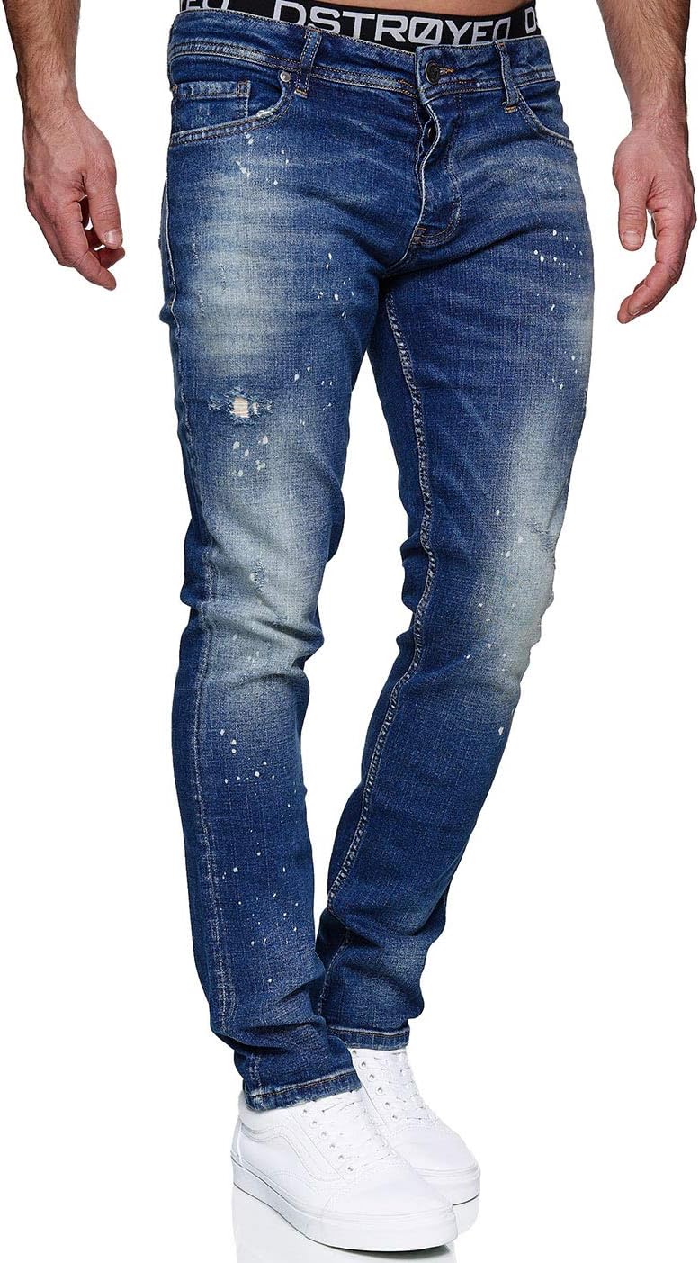 MERISH Jeans Herren Slim Fit Jeanshose Stretch Denim Designer Hose 1507, 1507-2 Blau