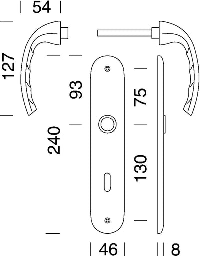 HOPPE 2947441 Drückergarnitur Tokyo-auf Langschild WC Entfernung 90mm, für Türstärke 37-42mm, Edelst