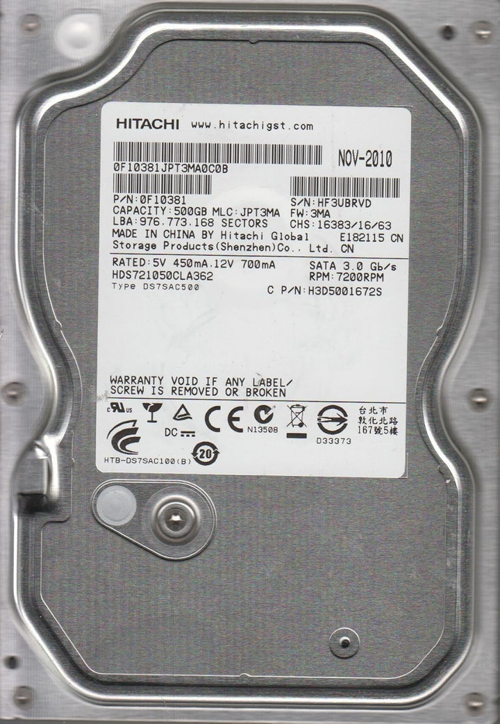 HGST Deskstar 7K1000.C 3.5 Zoll 500 GB Serial ATA II - Interne Festplatten (3.5 Zoll, 500 GB, 7200 R