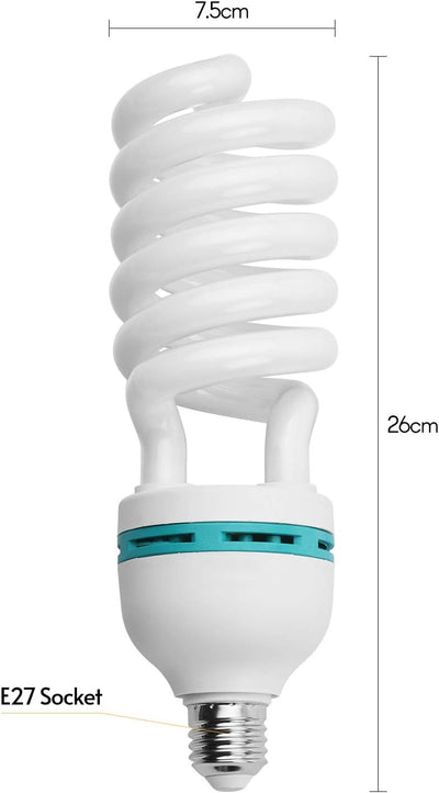 Andoer 2 x Fotolampe 135W 220V, 5500K CRI90 Tageslicht Spirallampe, Energiesparlampe E27 Birne für F