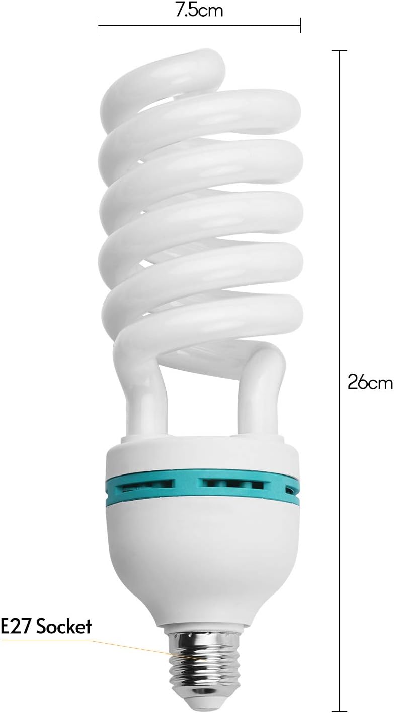 Andoer 2 x Fotolampe 135W 220V, 5500K CRI90 Tageslicht Spirallampe, Energiesparlampe E27 Birne für F