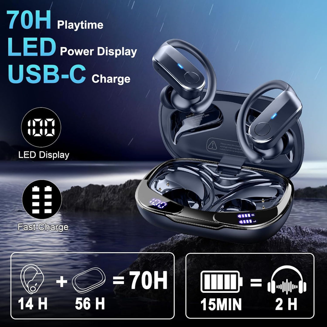Kopfhörer Kabellos Bluetooth 5.4, 70H In Ear Bluetooth Sportkopfhörer IP8 | 4 ENC-Mics für Klare Anr
