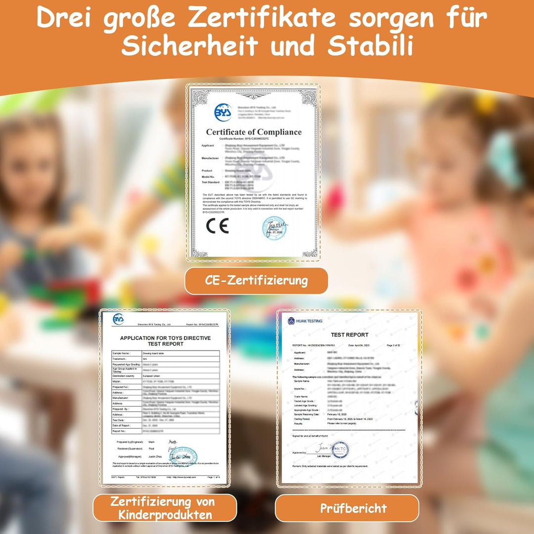 MAMIZO Kindertisch Packung mit 6 Stühlen, Kindertischgruppe Höhenverstellbar, Kinder Tisch Stuhl Set