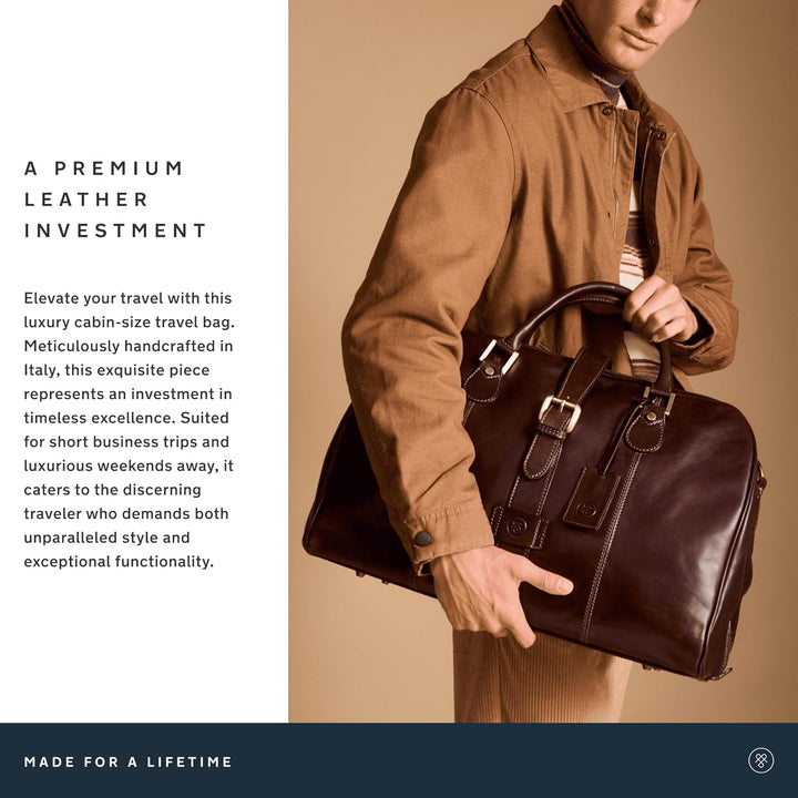Maxwell-Scott Handgefertigte Leder Handgepäck Reisetasche Farini in Schwarz, Schwarz