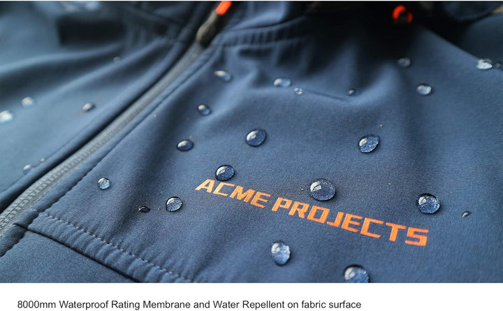 Acme Projects Mit Fleece gefütterte Softshell-Jacke für Herren mit Abnehmbarer Kapuze, wasserdicht,