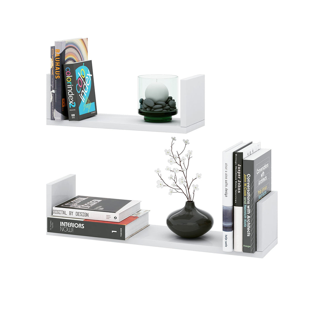 AISEN Braga 2er Set (klein/mittel) Weiss Dekor Regale, Holzwerkstoff, 14.5x60x13.6 cm