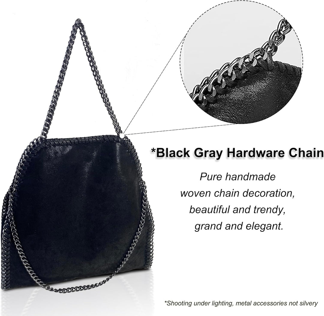 Wivmypog Damen Handtasche Frauen Kunstleder Crossbody Schultertasche Mode Kette Tasche Grosse Hobo-T