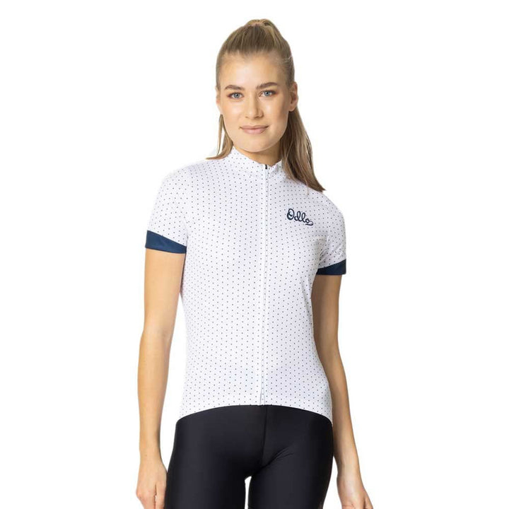 Odlo Damen Essentials_411961 Radtrikot mit Reissverschluss (1er Pack) M White - Blue Wing Teal, M Wh