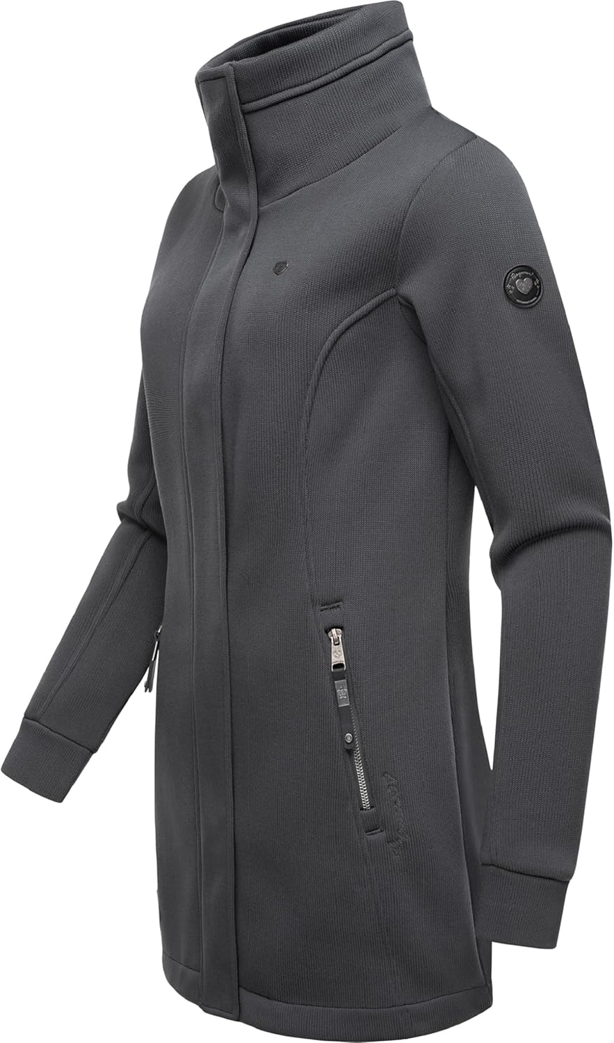 Ragwear Damen leichter Sweat-Übergangsmantel lang windabweisendl mit hohem Kragen Letrice Bonded XS-