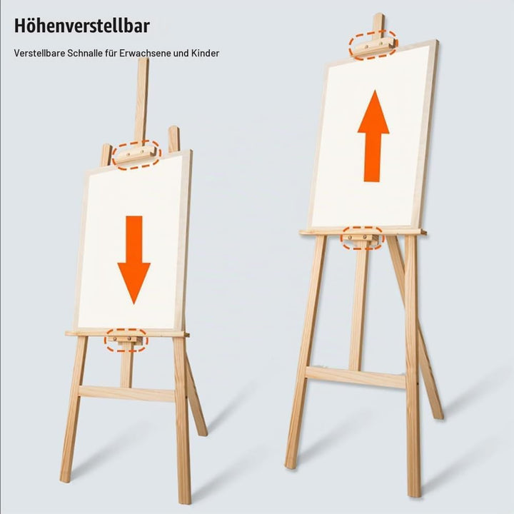 2PCS Staffelei Holz Gross,150 Cm Massivholz-Malstaffelei,Höhenverstellbare Staffelei,Geeignet Für Ki