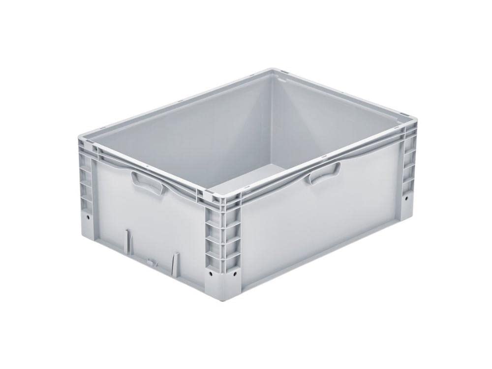 PROREGAL Euro-Norm Grossbehälter | HxBxT 32x60x80cm | 133 Liter | Glatter Boden | Grau | Eurobehälte