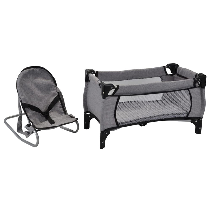 Bandits & Angels Puppenbett und Wippe Grey Angel – Grau Puppenmöbel – Stuhl mit Sicherheitsgurten un