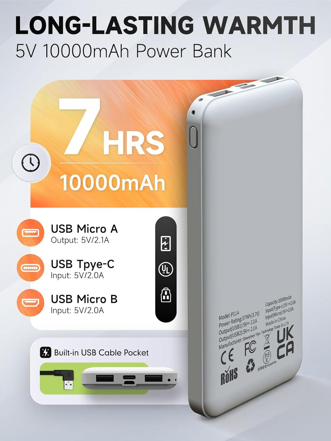 LABEWVI Beheizbare Weste, Heizweste für Damen Herren, Beheizte Jacke mit 10000mAh Powerbank, C1 Pola