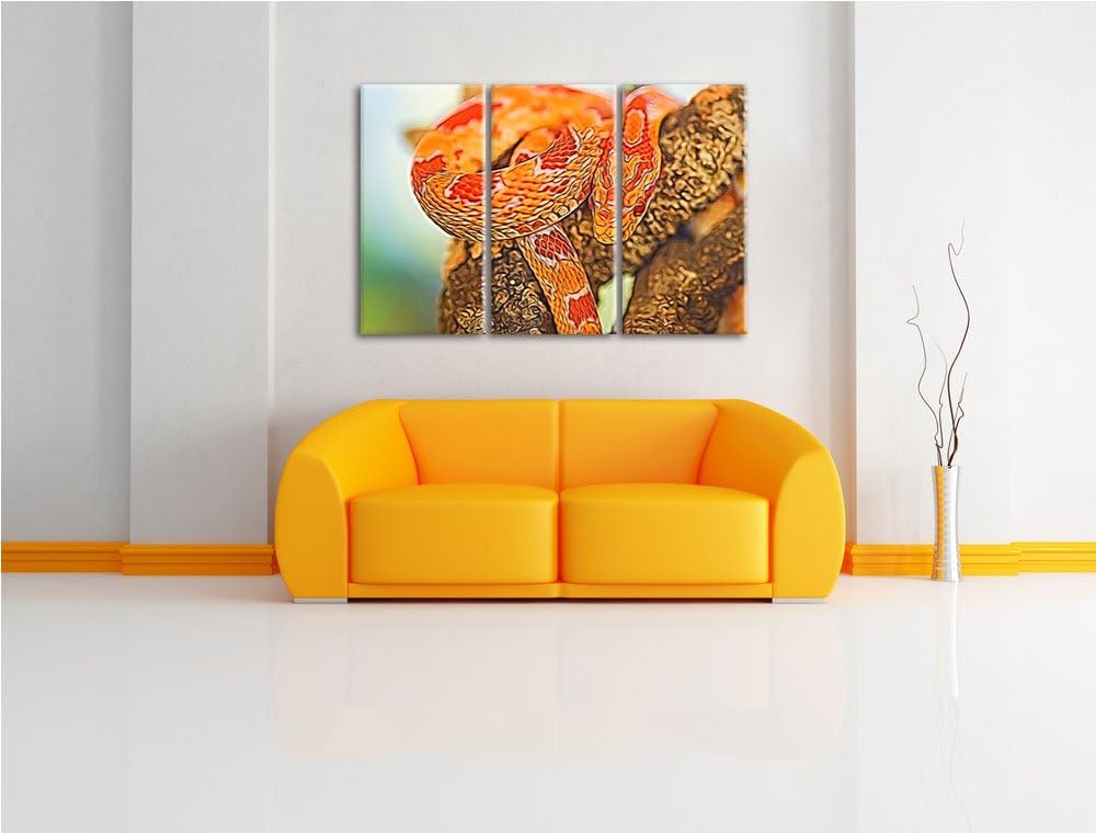 ruhende Kornnatter NewArt 3-Teiler Leinwandbild 120x80 Bild auf Leinwand, XXL riesige Bilder fertig