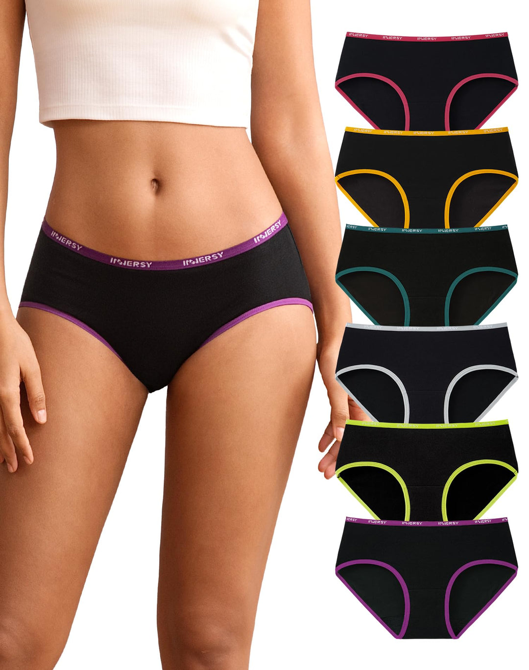 INNERSY Unterhosen Damen Baumwolle Slips Mehrpack Hipster Bequem Unterwäsche 6er Pack XS Buntes Schw