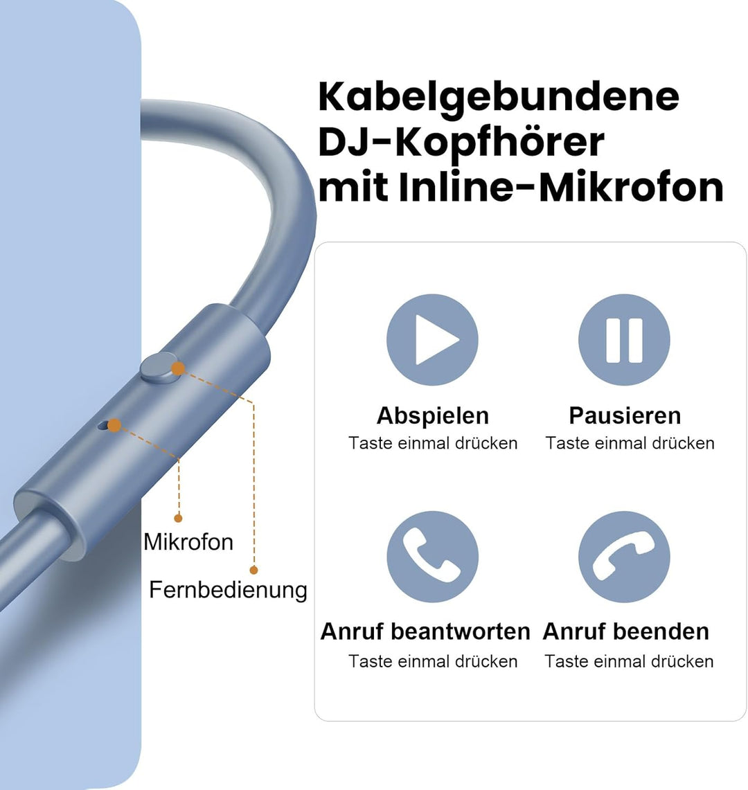 OneOdio Kopfhörer Over Ear, DJ Kopfhörer mit Kabel, Professionell Geschlossener Studio HiFi Kopfhöre