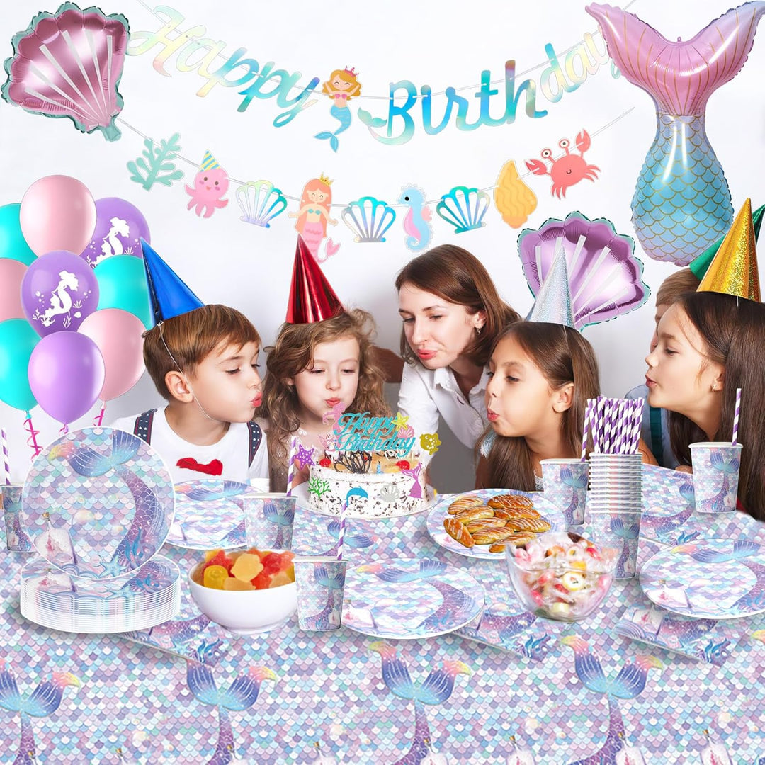 Meerjungfrau Geburtstag Deko, Meerjungfrau Partygeschirr Set, Meerjungfrau Kindergeburtstag Deko, Ge