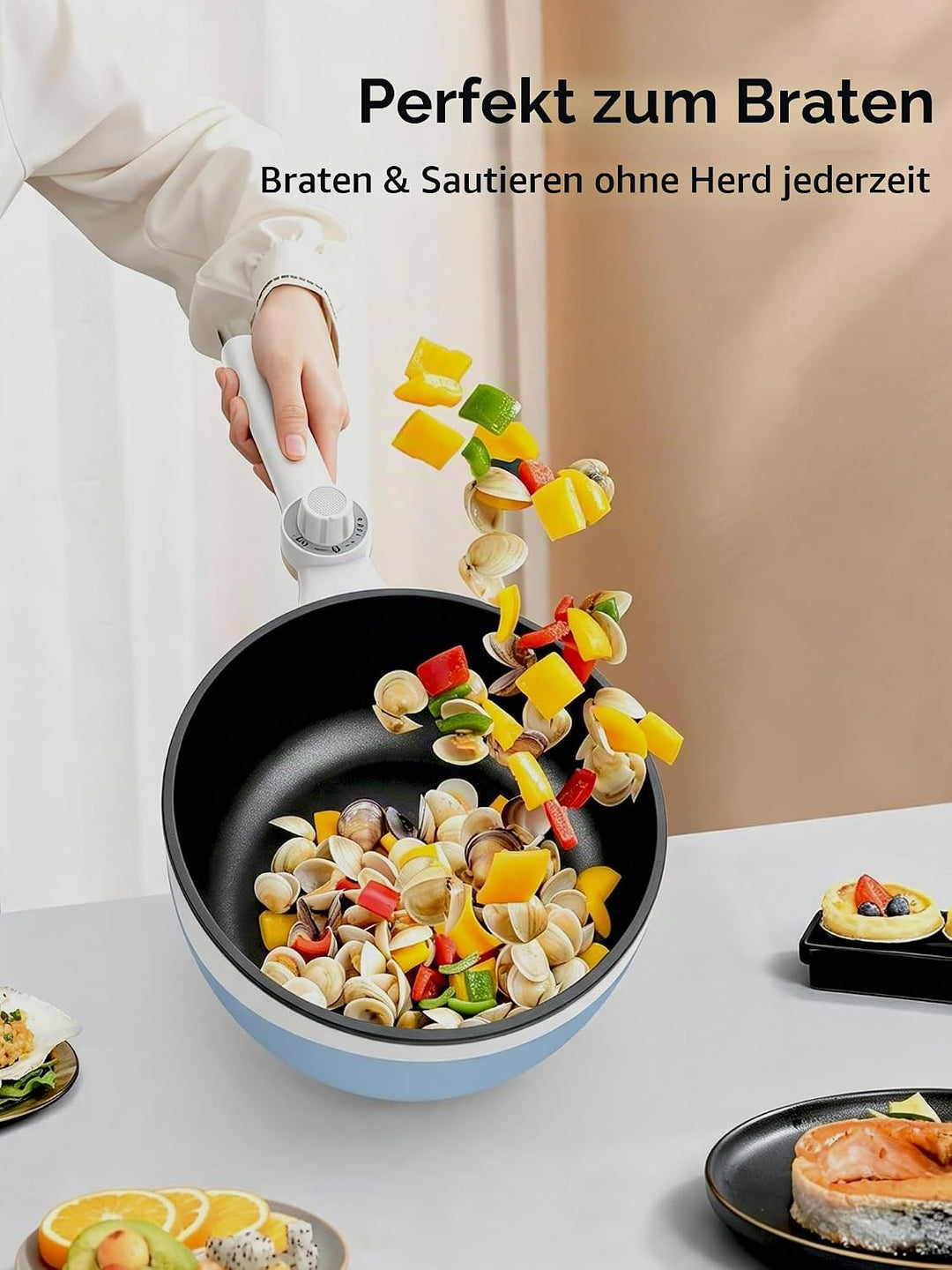 Audecook Elektrische Hot Pot mit Dampfgarer,Elektrische Bratpfanne, Hot Pot Topf 20cm, Antihaft Mini
