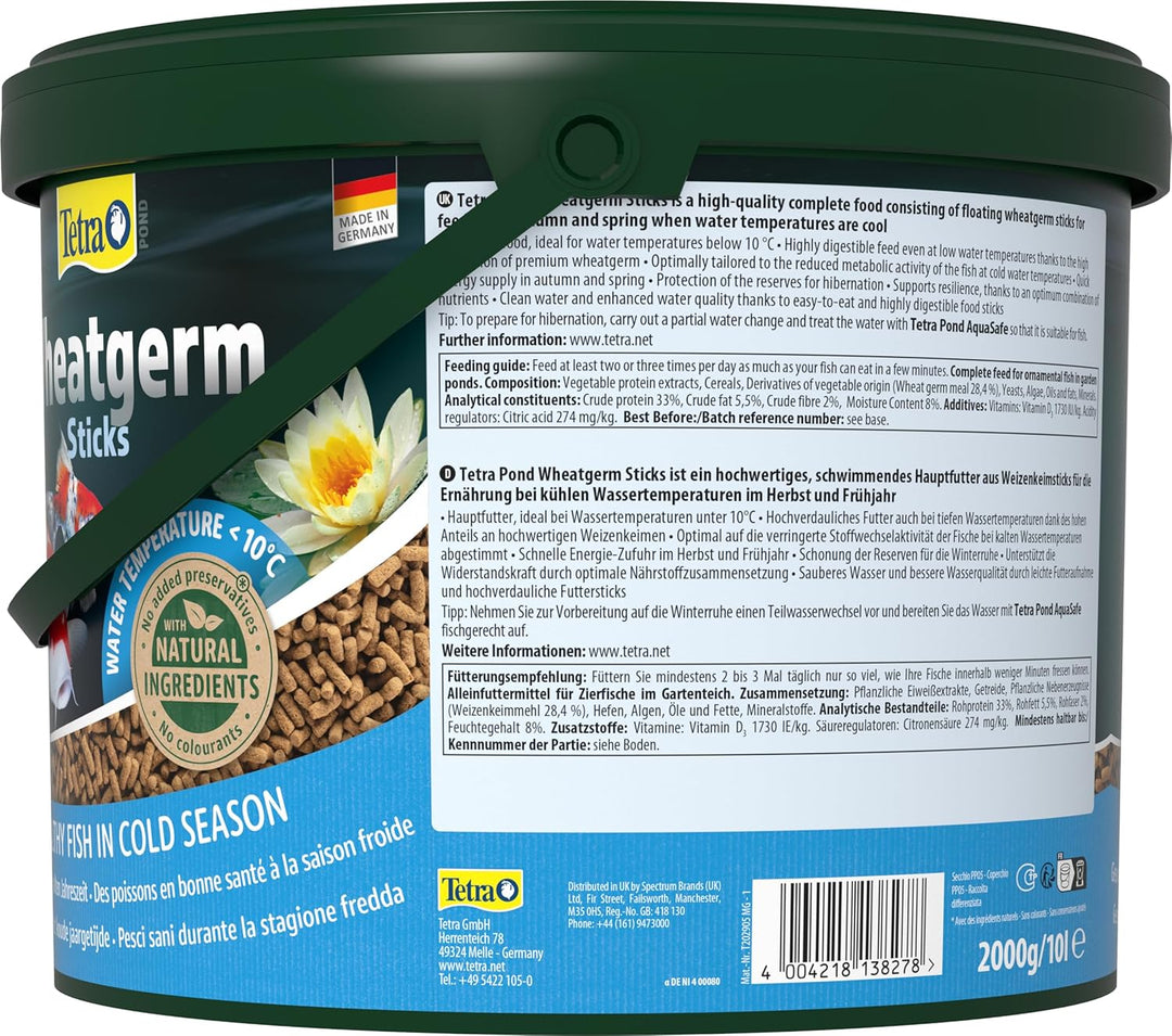 Tetra Pond Wheatgerm Sticks - Ballaststoffreiches Fischfutter für alle Teichfische, besonders geeign