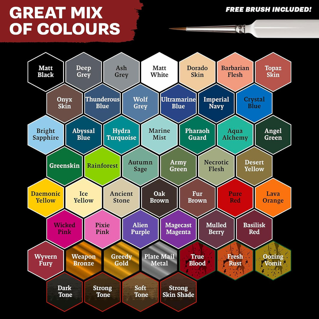 The Army Painter Warpaints Fanatic: Mega Set, 50 Farben: 36 Acrylfarben, 4 Hauttöne, 3 Metallfarben,