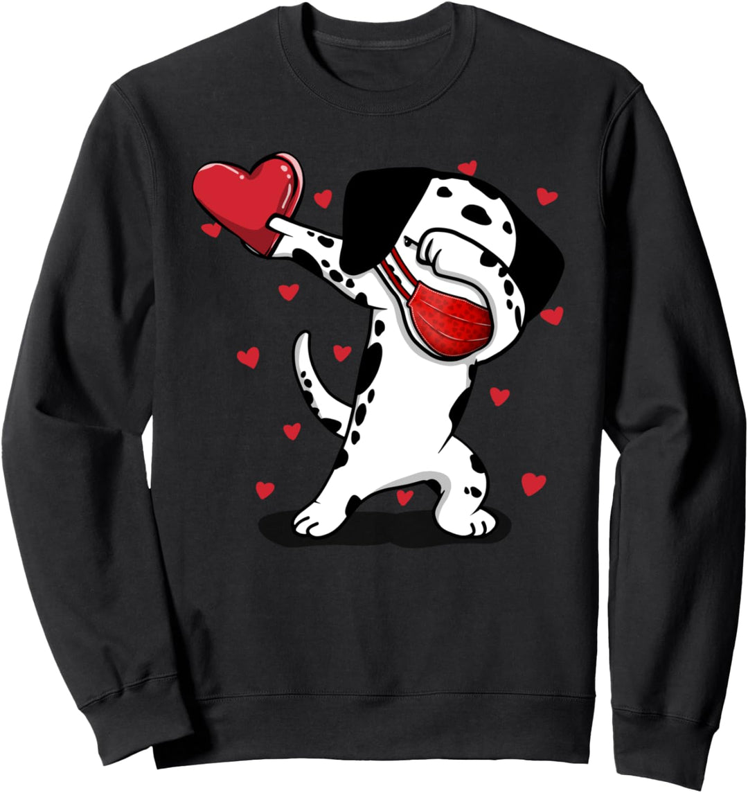 Dabbing Dalmatian Wears Face Mask Valentins Kostüm Geschenke Sweatshirt