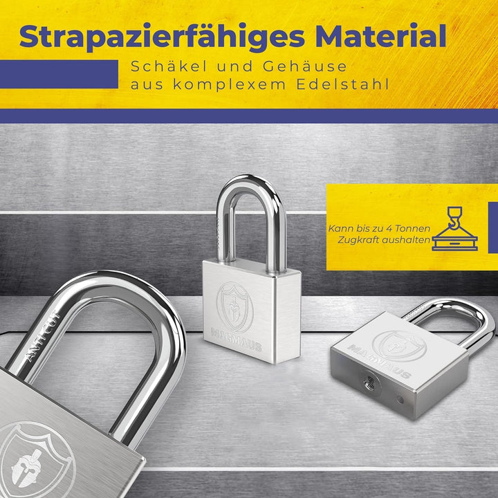 Magmaus® PDL/50 [Nicht Rostend] Schweres Vorhängeschloss für den Aussenbereich wetterfest - [10mm An