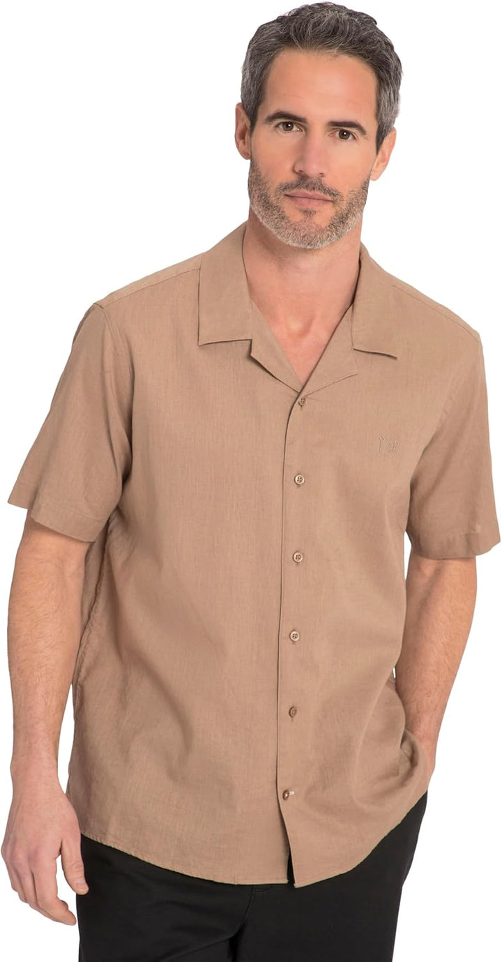 JP 1880 Herren grosse Grössen Übergrössen Menswear L-8XL Leinenmixhemd, Halbarm, Kubakragen, Modern