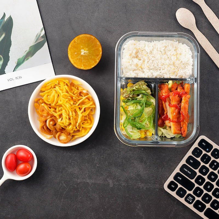 Meal Prep Boxen – 4x1040ML Frischhaltedosen Glas Mit Deckel Mit 3-Fach-Trennsystem | BPA-Freie Aufbe
