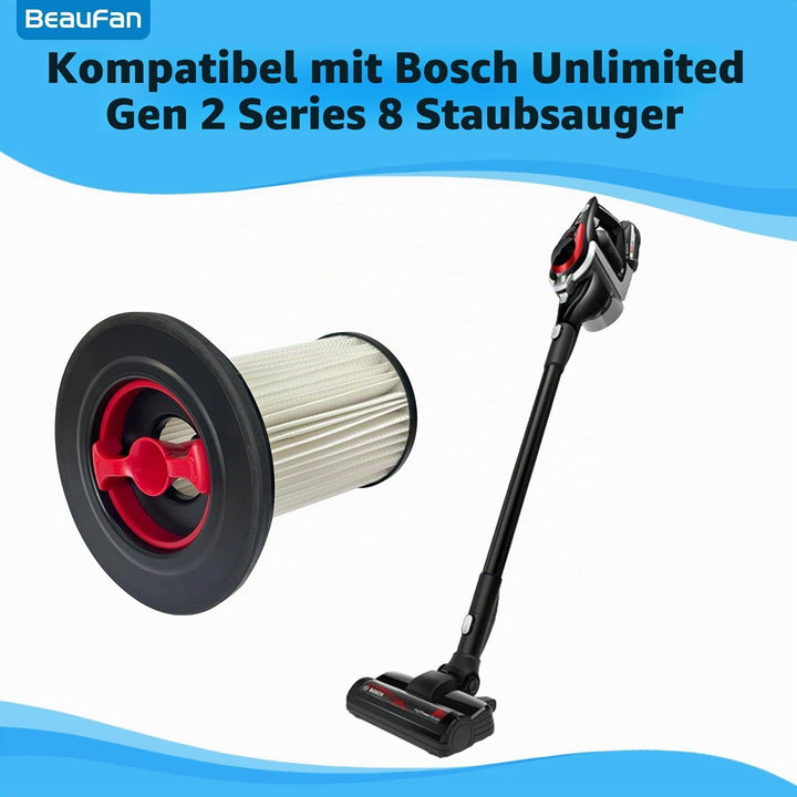 Packung mit 4 HEPA-Filtern und 1 Reinigungsbürste Filter passend kompatibel mit Bosch Unlimited Gen