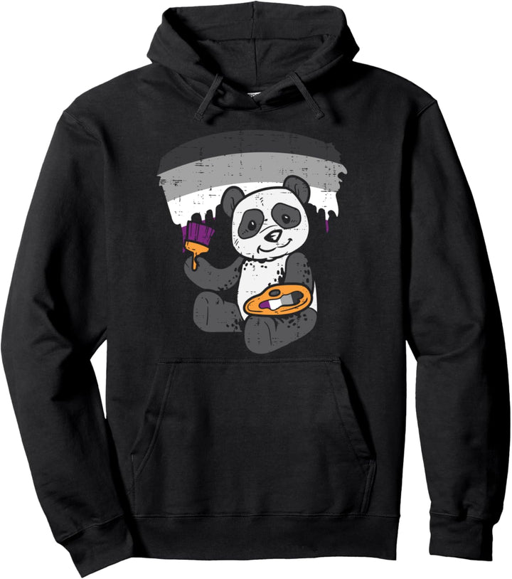 Panda Painting Animal LGBTQ Asexual Flag Ace Pride Ally Pullover Hoodie