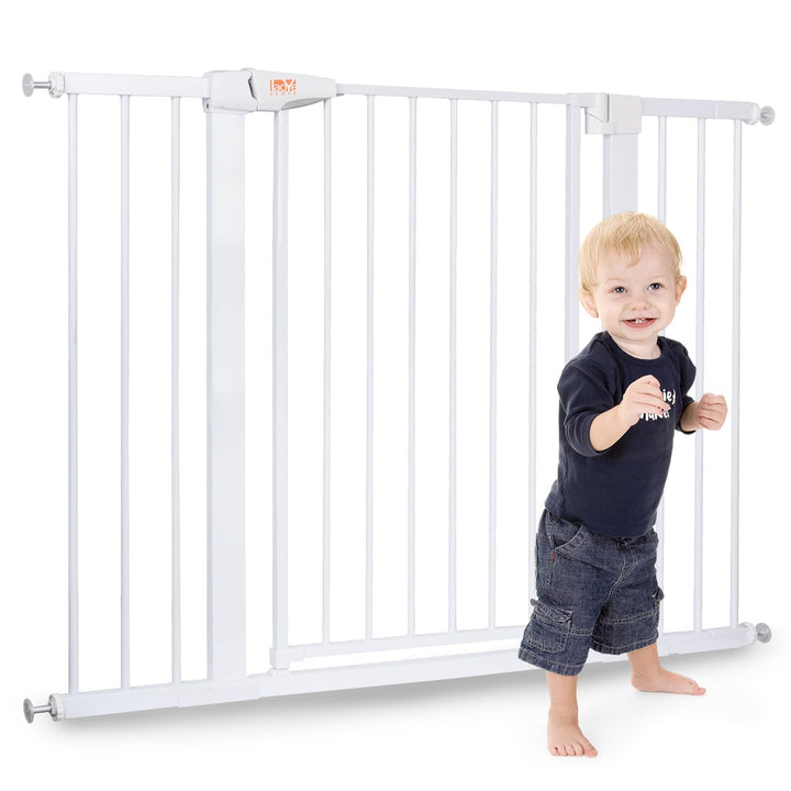 LAOYE Treppenschutzgitter ohne Bohren, Extra Hoch 76 cm Höhe, 75-124 cm Breite, Türgitter Baby mit 3